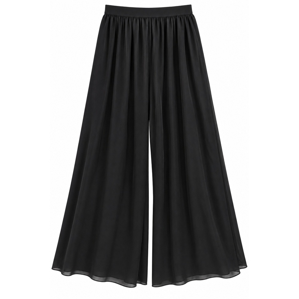 Adrianna Papell Black Chiffon Palazzo Pants Womens 10 Sheer Overlay Wide Leg